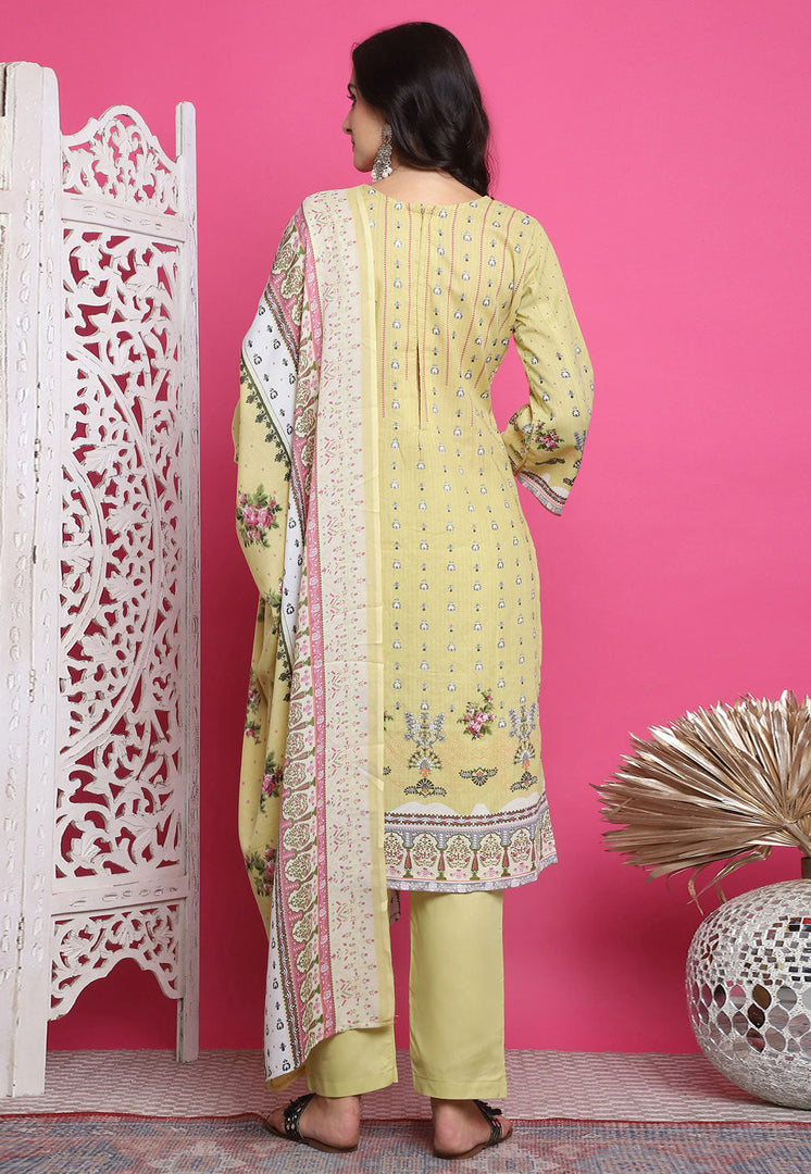 Yellow Cotton Pant Style Suit