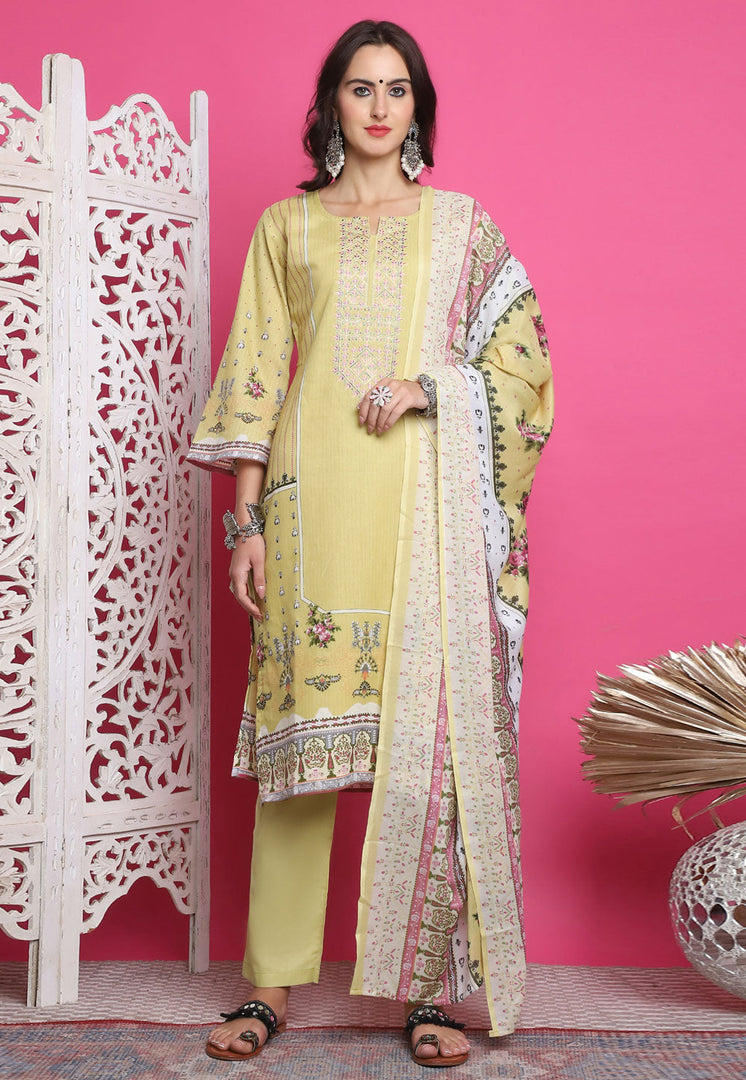 Yellow Cotton Pant Style Suit
