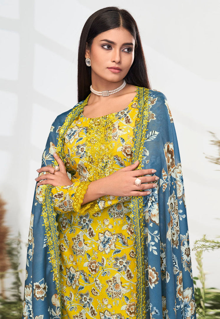 Yellow Cotton Pant Style Suit