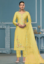Load image into Gallery viewer, Yellow Cotton Pant Style Suit

