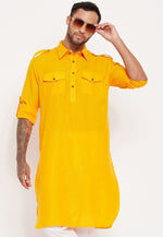 Load image into Gallery viewer, Yellow Cotton Pathani Suit
