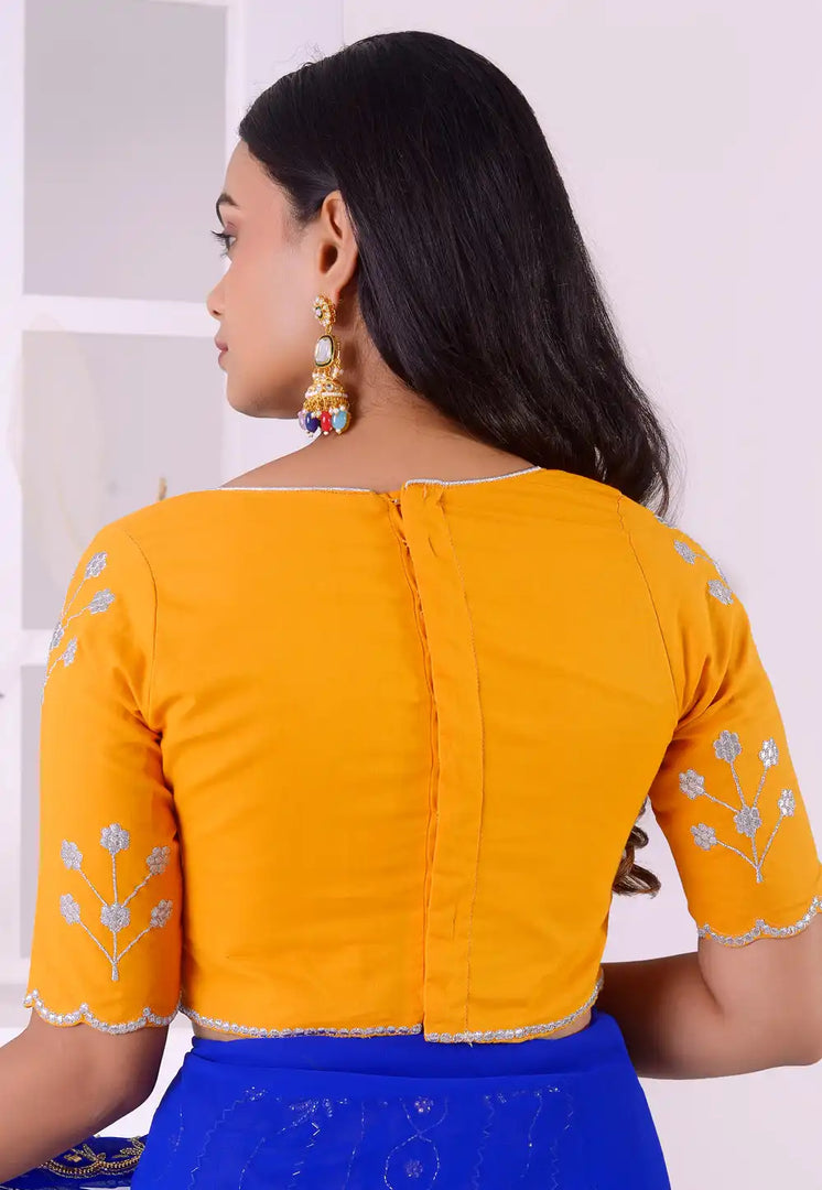 Yellow Cotton Rayon Readymade Blouse