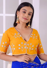 Load image into Gallery viewer, Yellow Cotton Rayon Readymade Blouse
