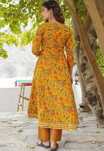 Load image into Gallery viewer, Yellow Cotton Readymade Anarkali Suit

