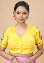 Load image into Gallery viewer, Yellow Cotton Readymade Blouse
