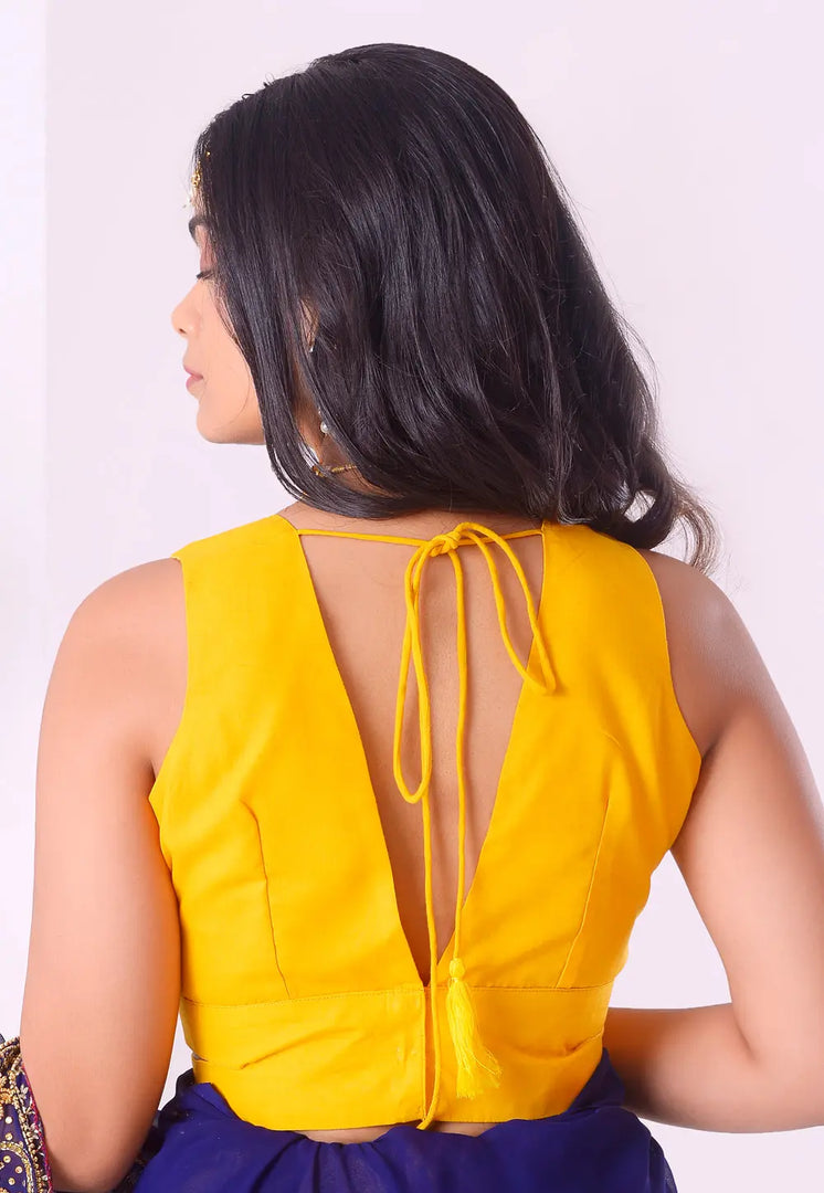Yellow Cotton Readymade Blouse