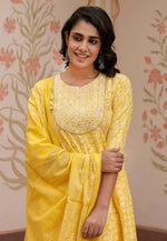 Load image into Gallery viewer, Yellow Cotton Readymade Pant Style Suit
