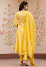 Load image into Gallery viewer, Yellow Cotton Readymade Pant Style Suit
