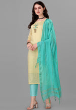 Load image into Gallery viewer, Yellow Cotton Readymade Pant Style Suit
