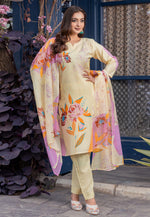 Load image into Gallery viewer, Yellow Cotton Readymade Pant Style Suit
