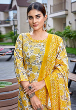 Load image into Gallery viewer, Yellow Cotton Readymade Pant Style Suit
