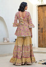 Load image into Gallery viewer, Yellow Cotton Readymade Sharara Suit

