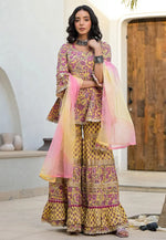 Load image into Gallery viewer, Yellow Cotton Readymade Sharara Suit

