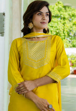 Load image into Gallery viewer, Yellow Cotton Silk Readymade Pakistani Suit
