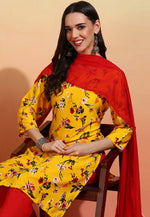 Load image into Gallery viewer, Yellow Crepe Readymade Pant Style Suit
