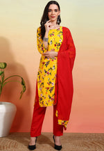 Load image into Gallery viewer, Yellow Crepe Readymade Pant Style Suit

