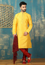 Load image into Gallery viewer, Yellow Dupion Silk Kurta Pajama
