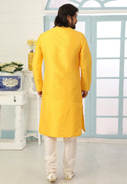 Yellow Dupion Silk Kurta Pajama