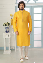 Load image into Gallery viewer, Yellow Dupion Silk Kurta Pajama
