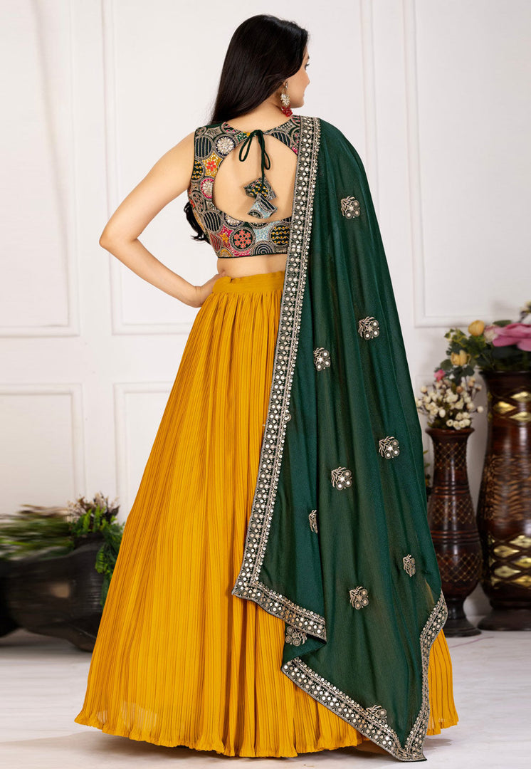 Yellow Faux Georgette Circular Lehenga Choli