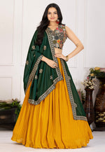 Load image into Gallery viewer, Yellow Faux Georgette Circular Lehenga Choli
