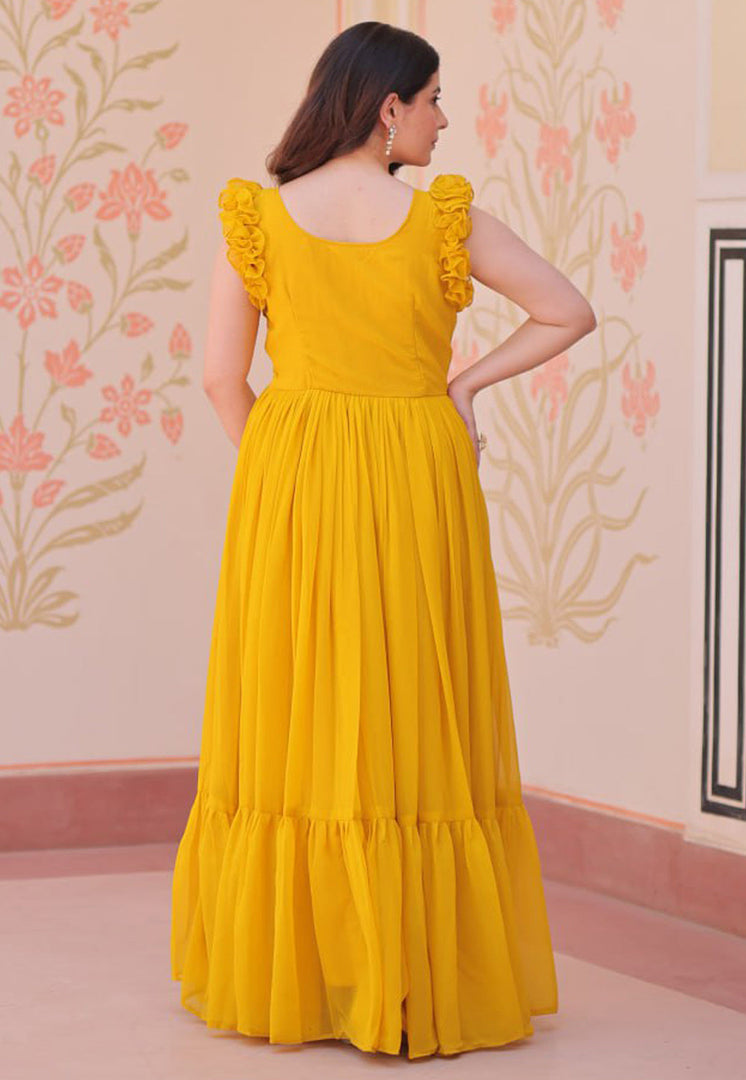 Yellow Faux Georgette Gown
