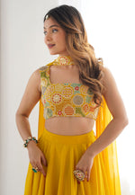 Load image into Gallery viewer, Yellow Faux Georgette Readymade Lehenga Choli
