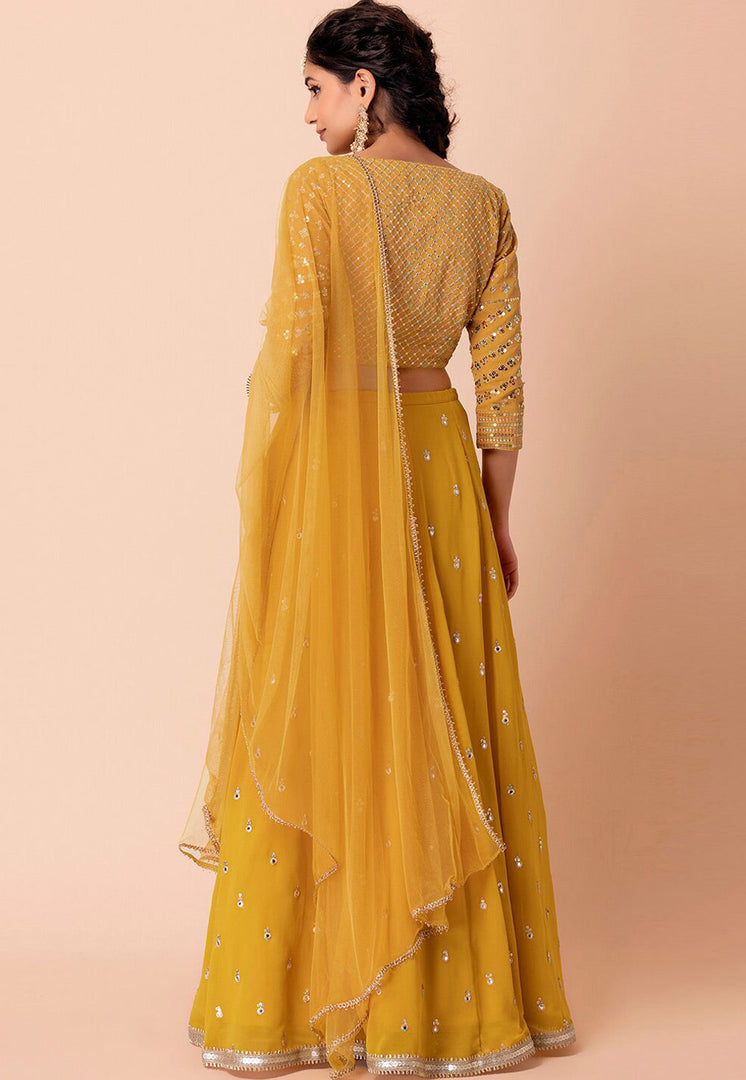 Yellow Georgette A Line Lehenga Choli