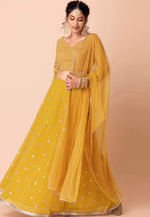 Load image into Gallery viewer, Yellow Georgette A Line Lehenga Choli
