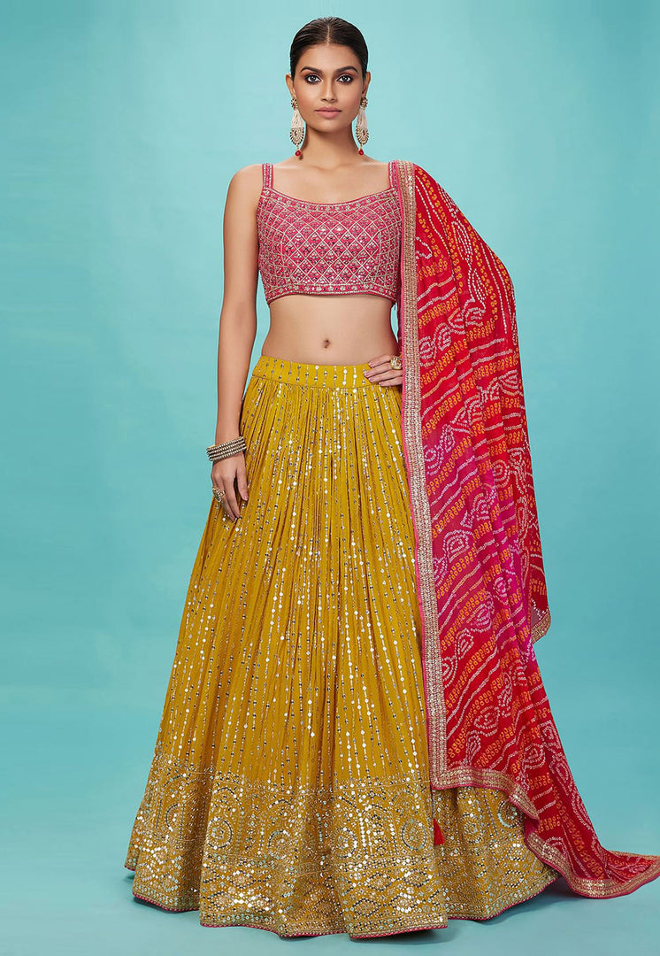 Yellow Georgette Circular Lehenga Choli