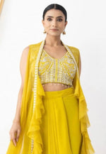 Load image into Gallery viewer, Yellow Georgette Jacket Style Suit
