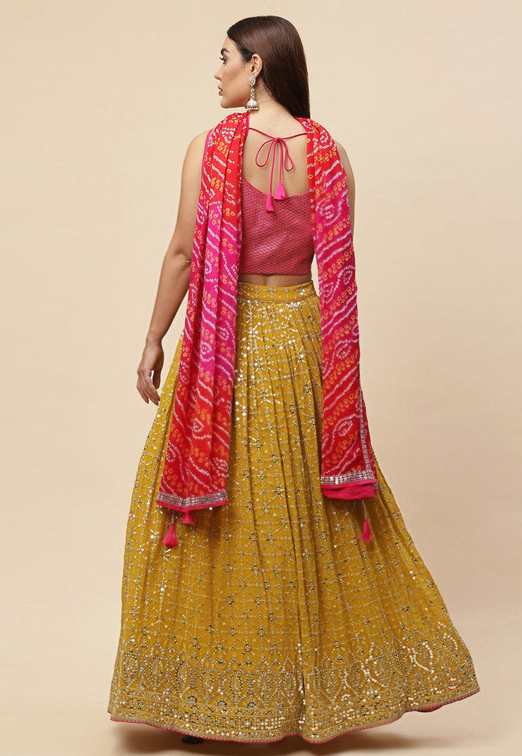 Yellow Georgette Lehenga Choli