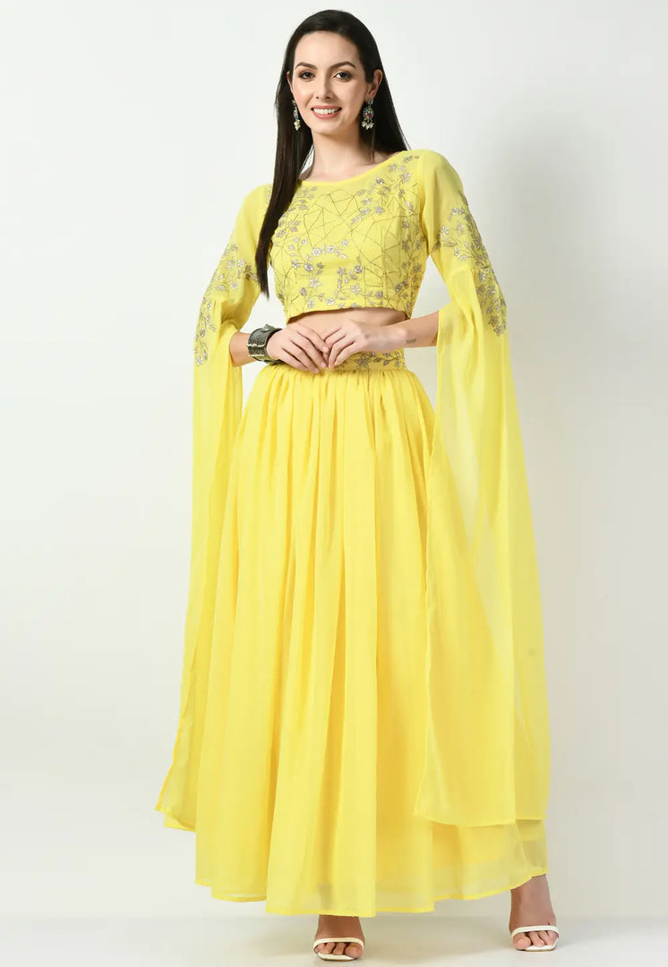 Yellow Georgette Lehenga Choli