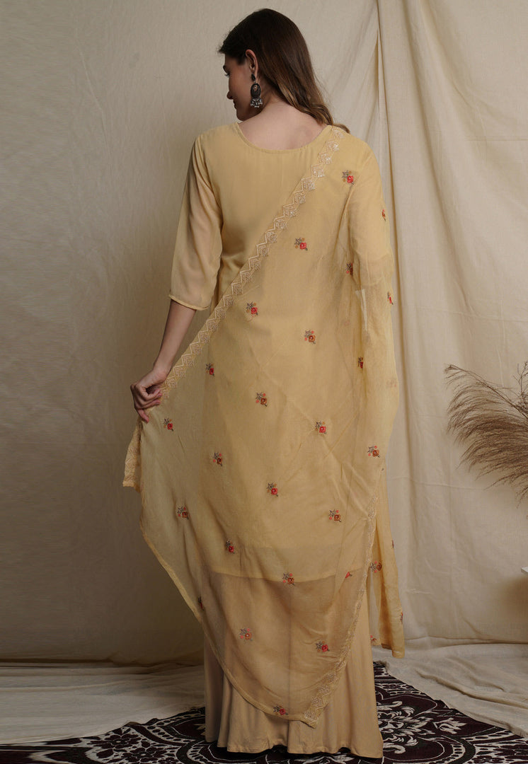 Yellow Georgette Palazzo Suit