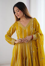 Load image into Gallery viewer, Yellow Georgette Readymade Anarkali Suit
