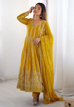 Load image into Gallery viewer, Yellow Georgette Readymade Anarkali Suit
