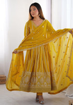 Load image into Gallery viewer, Yellow Georgette Readymade Anarkali Suit
