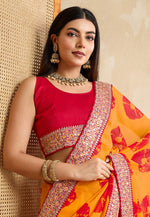 Load image into Gallery viewer, Yellow Georgette Saree With Blouse
