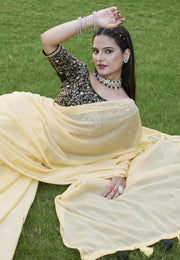 Yellow Georgette Saree With Blouse