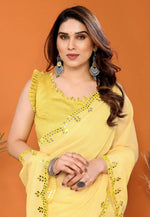 Load image into Gallery viewer, Yellow Georgette Saree With Blouse