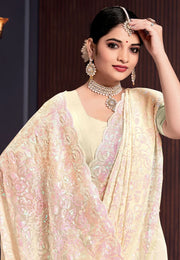 Yellow Georgette Sequence Saree