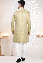 Load image into Gallery viewer, Yellow Jacquard Indo Western Suit
