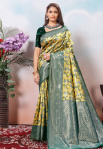 Load image into Gallery viewer, Yellow Kanjivaram Silk Saree With Blouse
