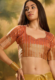 Yellow Khadi Saree With Blouse