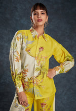 Load image into Gallery viewer, Yellow Linen Printed Co-Ords Set
