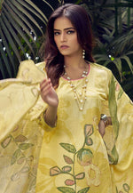 Load image into Gallery viewer, Yellow Muslin Pant Style Suit
