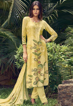 Load image into Gallery viewer, Yellow Muslin Pant Style Suit
