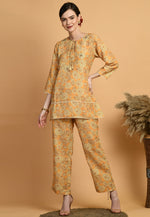 Load image into Gallery viewer, Yellow Muslin Printed Co-Ords Set
