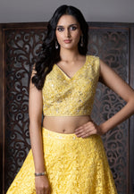 Load image into Gallery viewer, Yellow Net Readymade A Line Lehenga Choli

