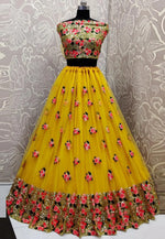 Load image into Gallery viewer, Yellow Net Wedding Lehenga Choli
